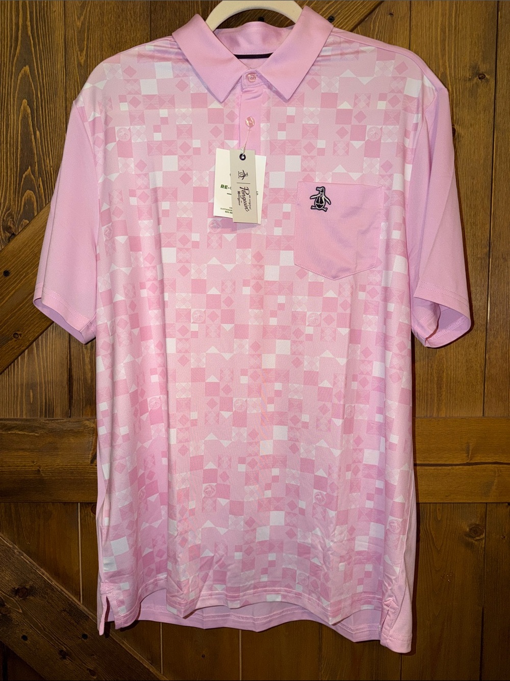 Original Penguin Men's Light Pink Geometric Polo